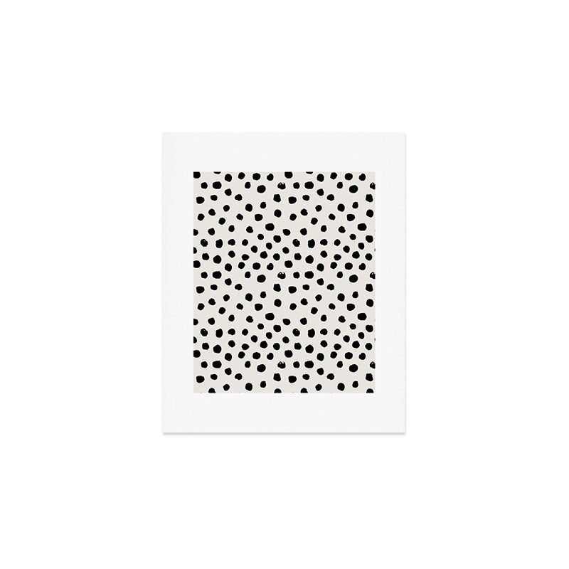 Preppy Brushstroke Free Polka Dots Black And White Spots Dots Dalmation Animal Spots Design Minimal Art Print