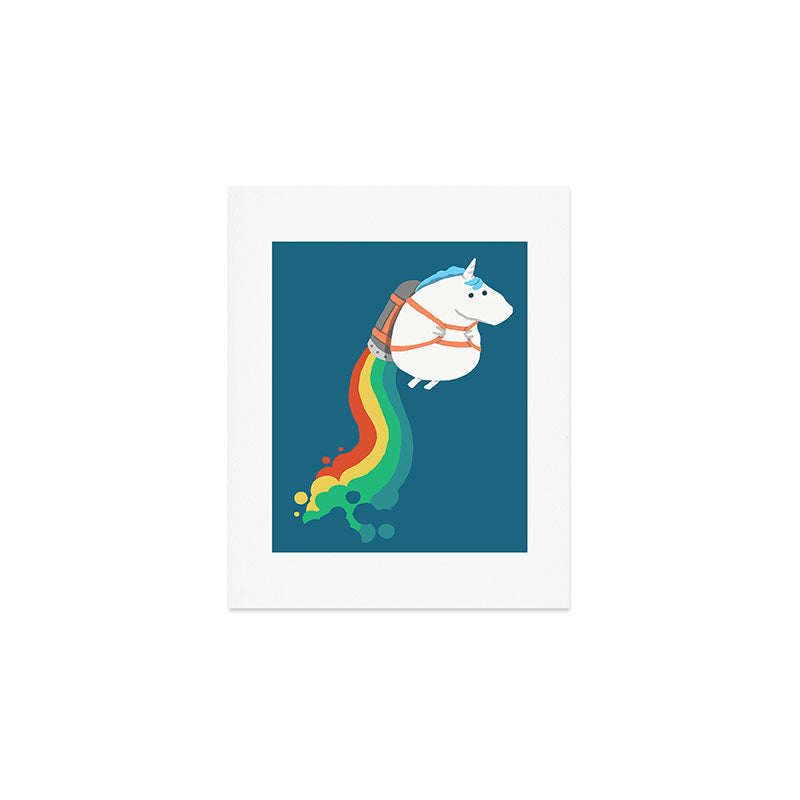 Fat Unicorn On Rainbow Jetpack Art Print