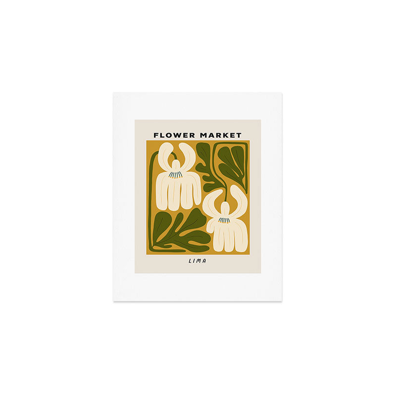 Flower Market Lima, Retro Eclectic Floral Print Art Print