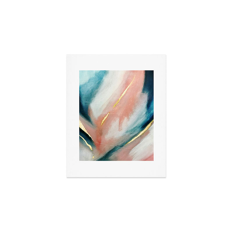 Celestial [3]: A Minimal Abstract Mixed-Media Piece In Pink, Blue, And Gold By Alyssa Hamilton Art Art Print