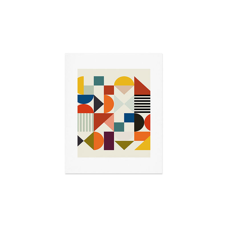 Mid Century Retro Shapes Geometric Art Print