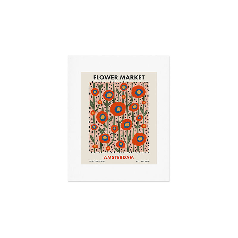 Flower Market Amsterdam, Abstract Modern Floral Print Art Print