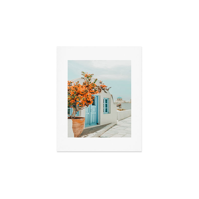 Greece Airbnb, Greece Photography Travel Digital Art, Scenic Landscape Architecture, White Building Art Print