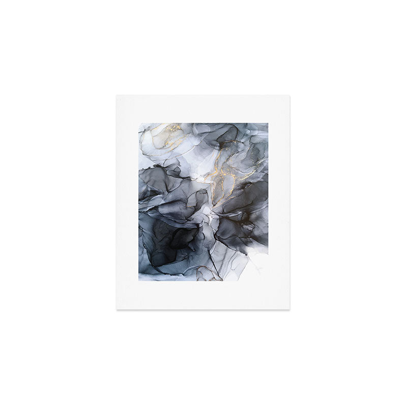Calm But Dramatic Light Monochromatic Black & Grey Abstract Art Print