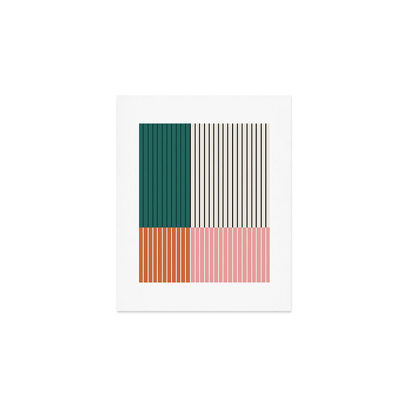 Color Block Line Abstract V Colorful Retro Art Print