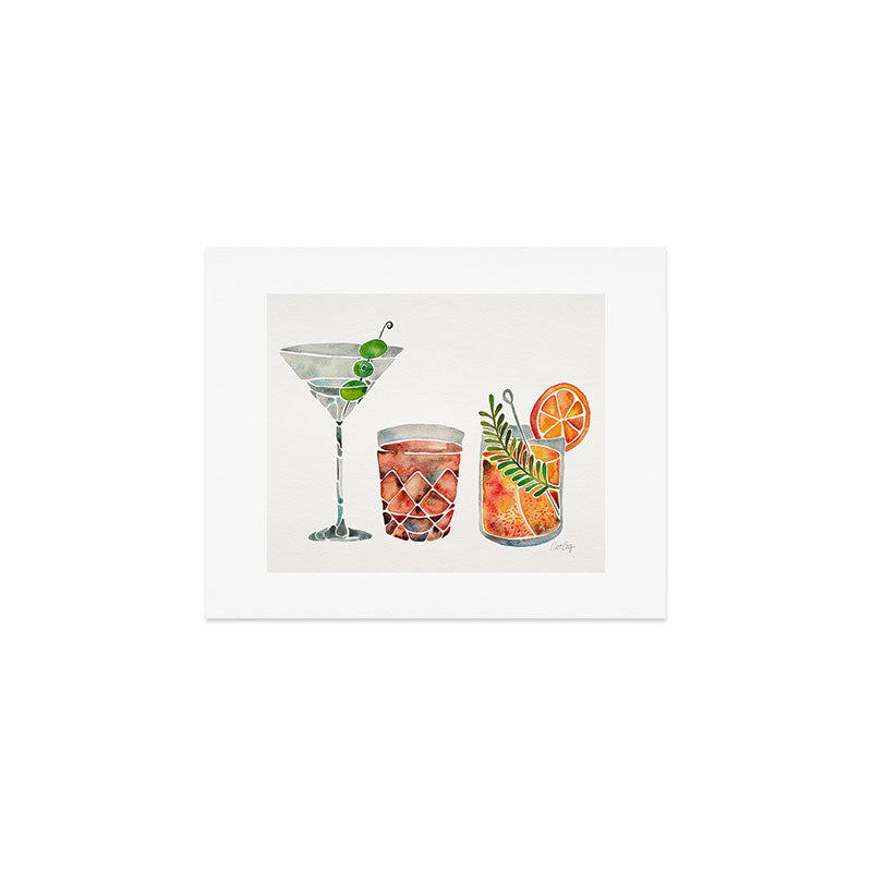 Classic Cocktails  - 1960s Watercolor Lineup Art Print