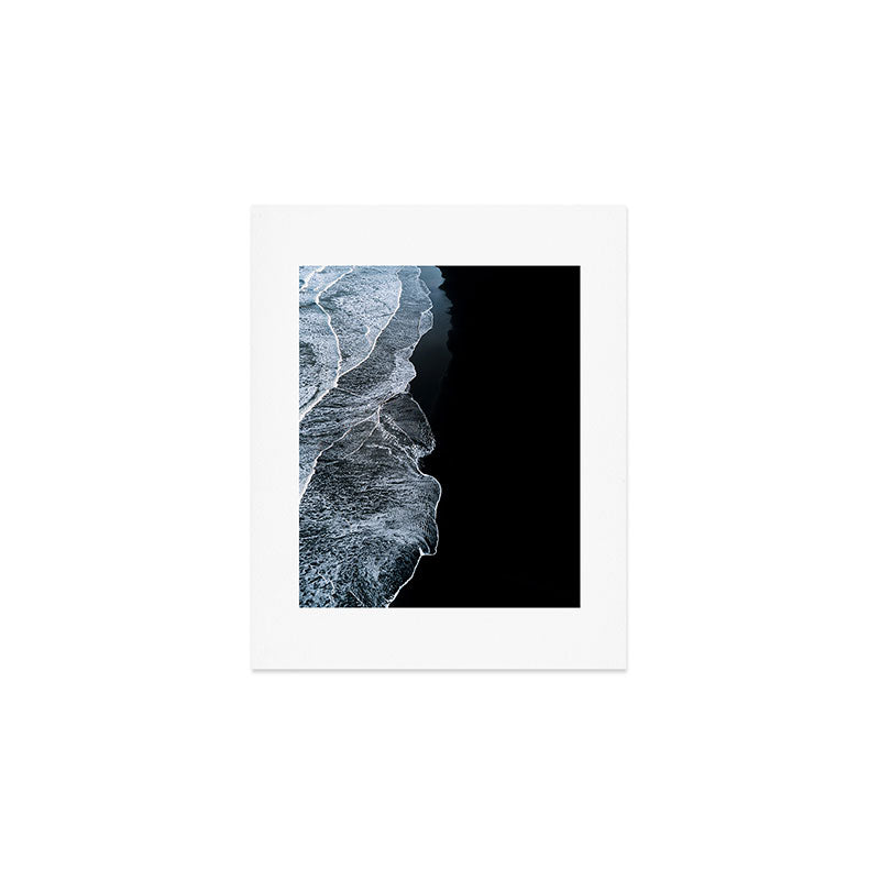 Waves On A Black Sand Beach In Iceland - Minimalist Landscape Photography Art Print