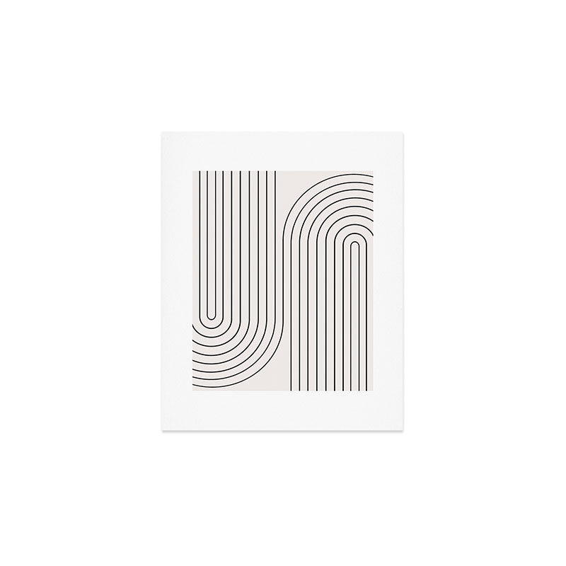 Minimal Line Curvature I Black And White Mid Century Modern Arch Abstract Art Print