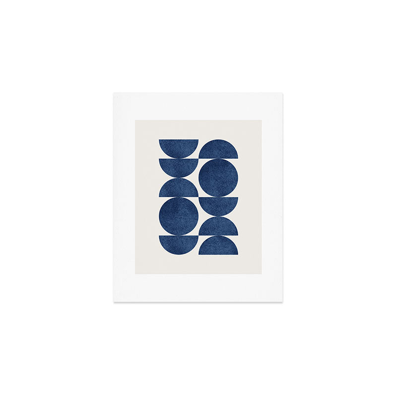 Blue Navy Retro Scandinavian Mid Century Modern Art Print