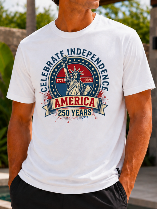 Celebrate Independence America 250 Years Statue of Liberty Patriotic T-Shirt