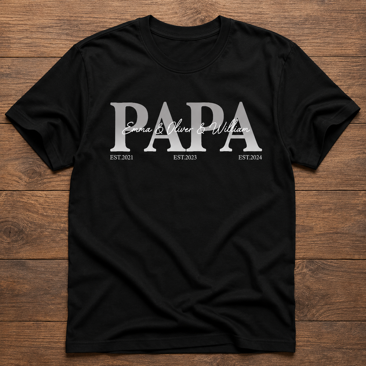 Personalized Papa T Shirt With Kids Names and Birth Years Custom Fathers Day Gift