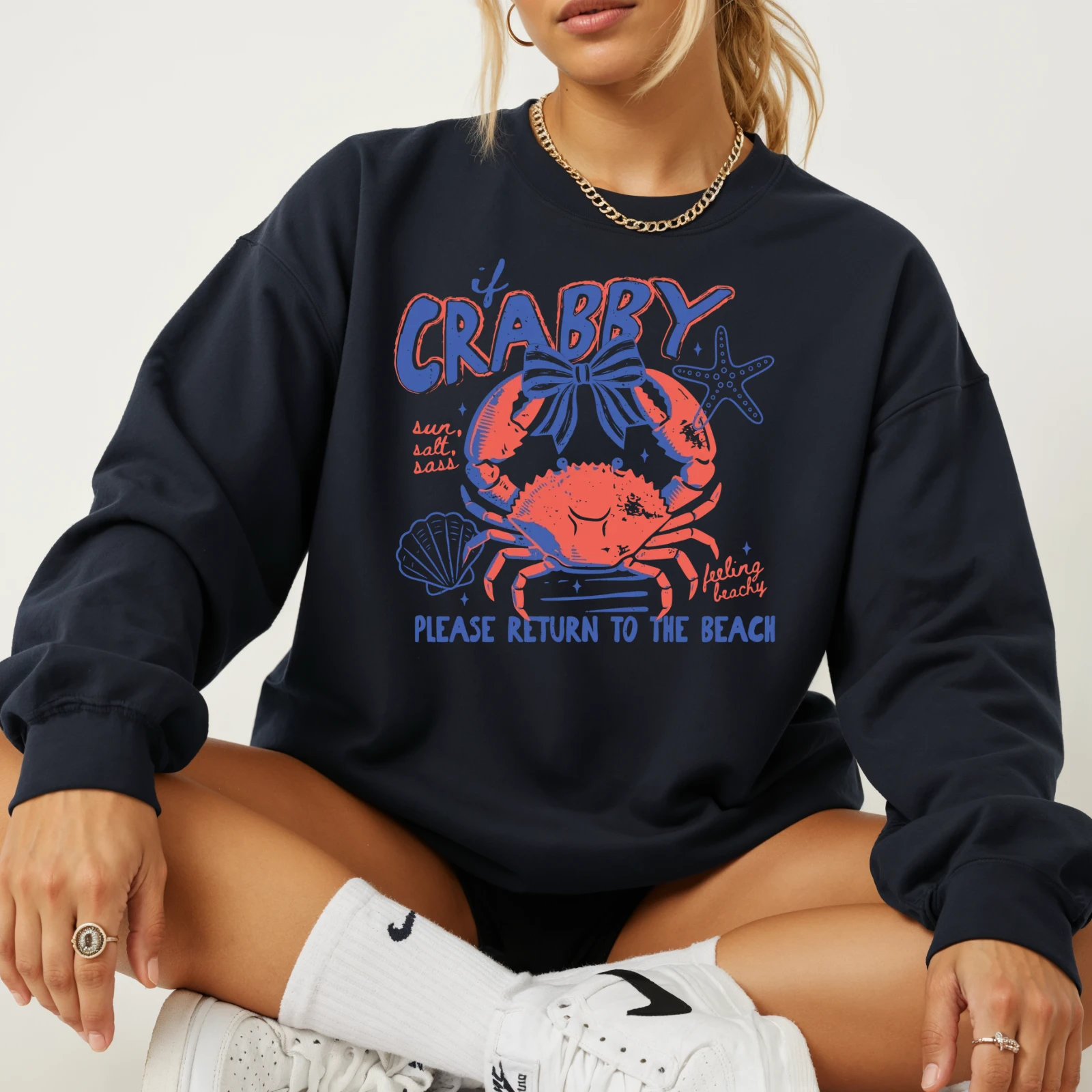 If Crabby Please Return to the Beach Funny Crab Sweater